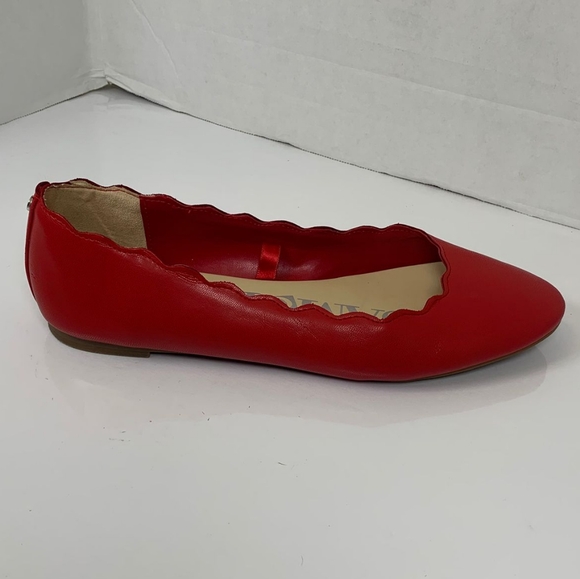 Sam & Libby Women Red Pointed Toe Scalloped Ballet Flats Size 9 - Picture 1 of 9